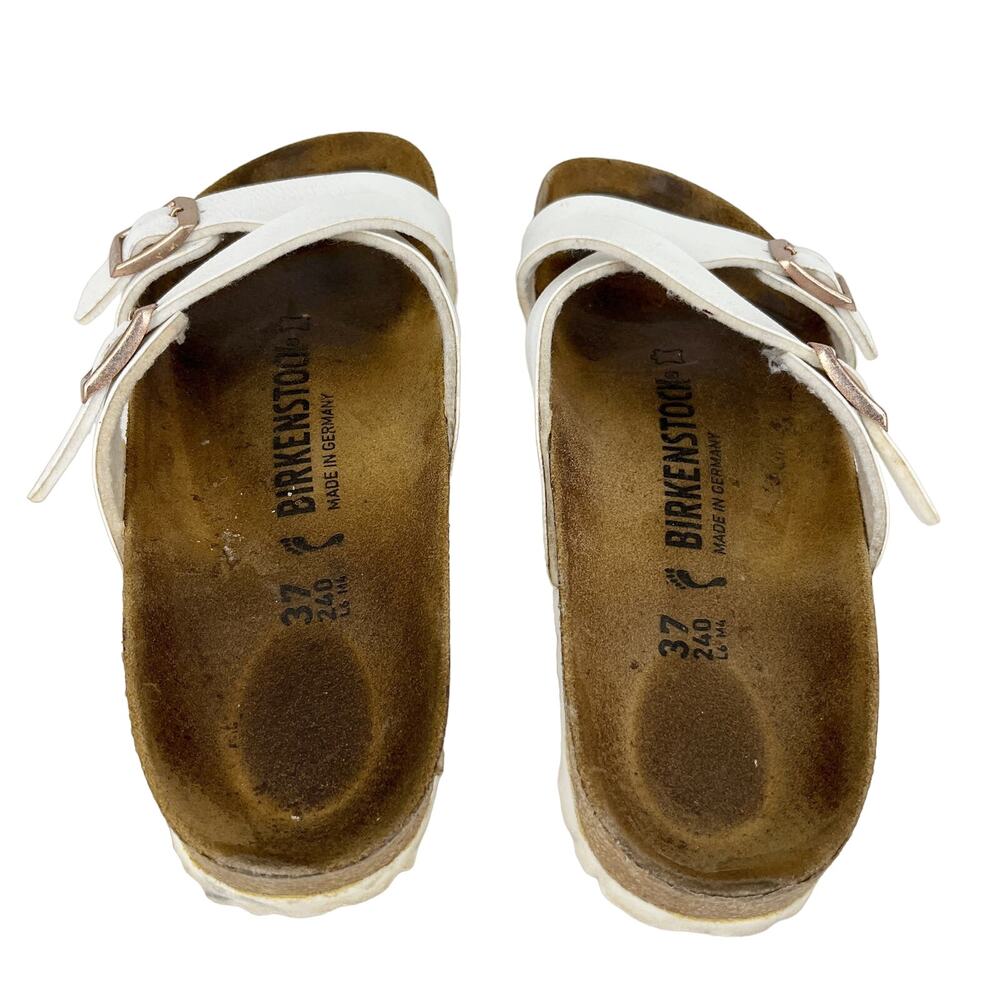 Birkenstock Yao Sandals White Double Buckle 37 L6M4 - Picture 6 of 14